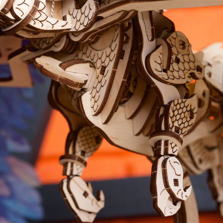 Puzzle 3D Dragonul Furtunii din lemn Ugears [4]