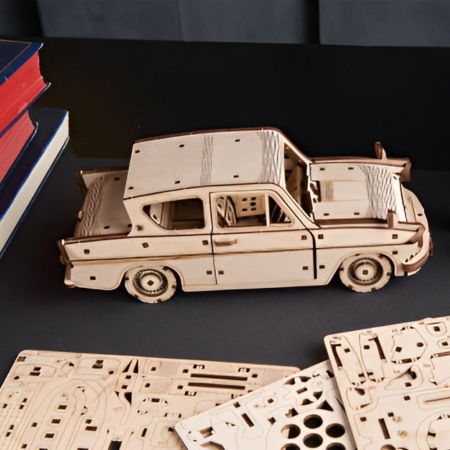 Puzzle 3D Flying Ford Anglia din lemn, Ugears [5]