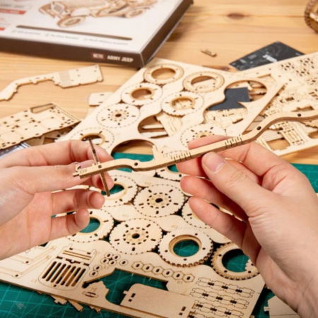 Puzzle 3D Locomotiva cu abur, Lemn, Robotime [4]