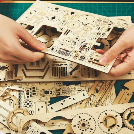 Puzzle 3D Masina de curse, Lemn, Robotime [4]