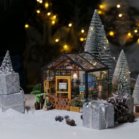 Puzzle 3D Minicasuta Verde Floraria Cathy, Lemn, Rolife [5]