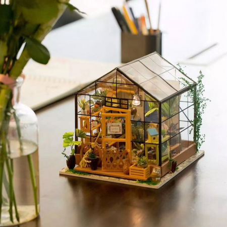 Puzzle 3D Minicasuta Verde Floraria Cathy, Lemn, Rolife [0]