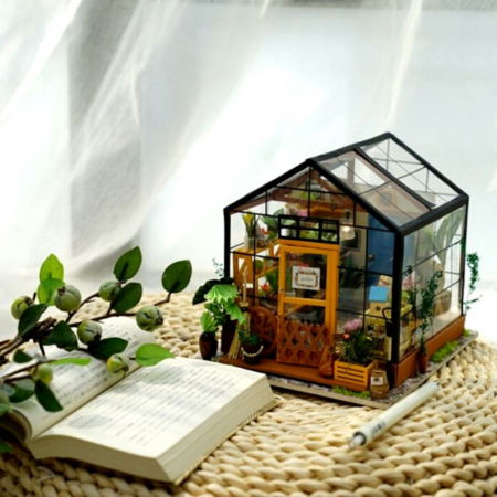 Puzzle 3D Minicasuta Verde Floraria Cathy, Lemn, Rolife [1]