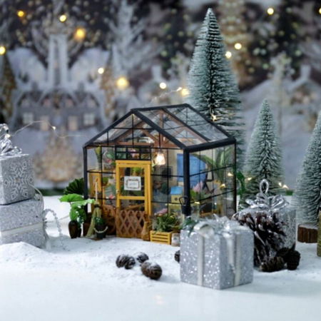 Puzzle 3D Minicasuta Verde Floraria Cathy, Lemn, Rolife [4]