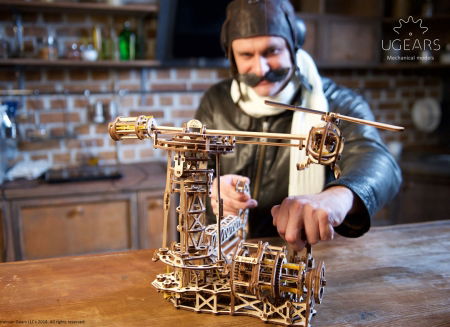 Puzzle 3D Model Aviator din lemn Ugears [4]