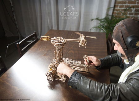 Puzzle 3D Model Aviator din lemn Ugears [6]