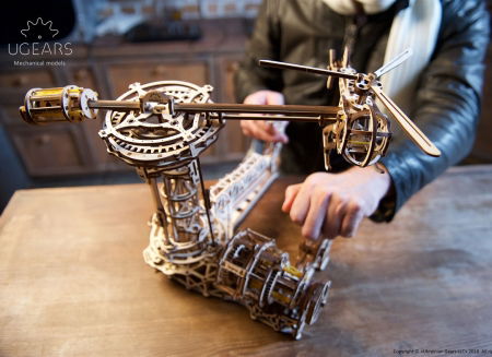 Puzzle 3D Model Aviator din lemn Ugears [5]