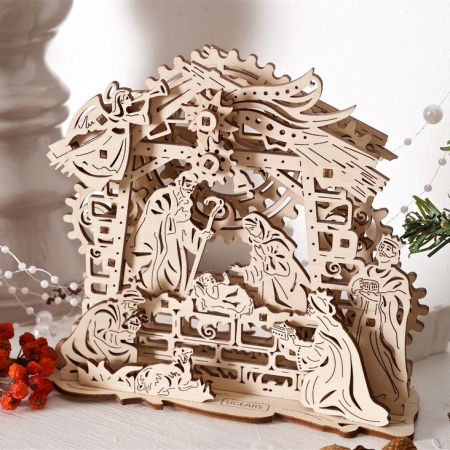 Puzzle 3D Nasterea Domnului, din lemn Ugears [8]