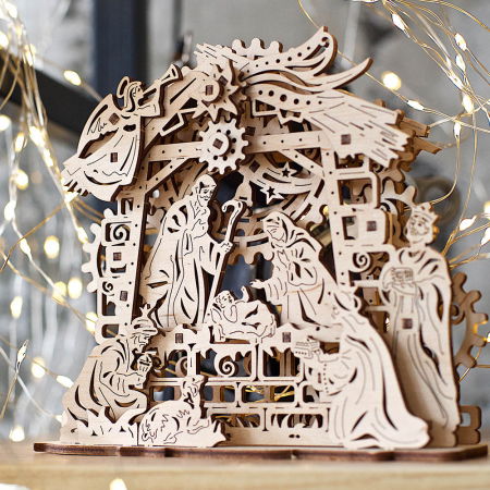 Puzzle 3D Nasterea Domnului, din lemn Ugears [1]