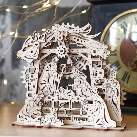 Puzzle 3D Nasterea Domnului, din lemn Ugears [5]