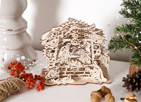 Puzzle 3D Nasterea Domnului, din lemn Ugears [7]