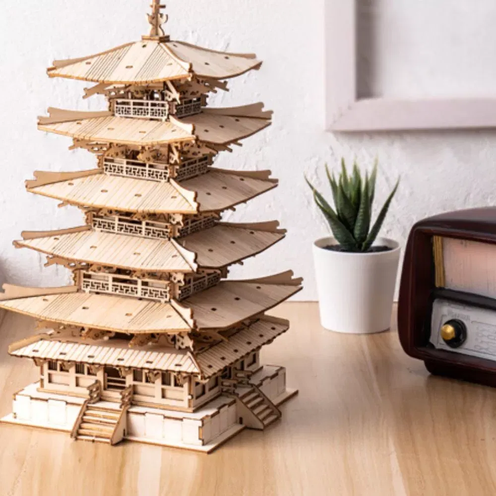 Puzzle 3D, Pagoda asiatica, din lemn, Robotime [1]