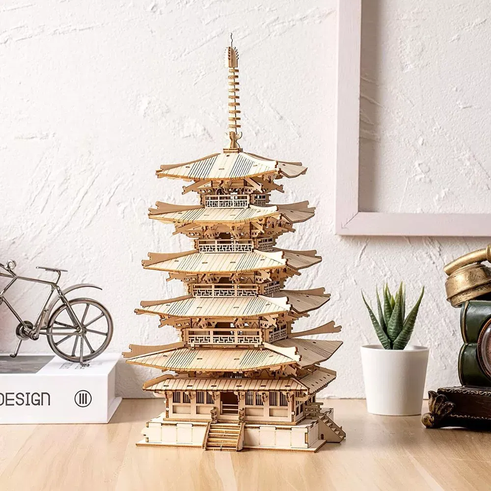 Puzzle 3D, Pagoda asiatica, din lemn, Robotime [0]