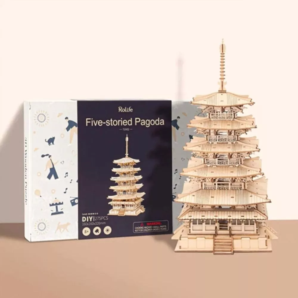 Puzzle 3D, Pagoda asiatica, din lemn, Robotime [5]