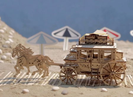 Puzzle 3D Trasura cu cai din lemn Ugears [6]