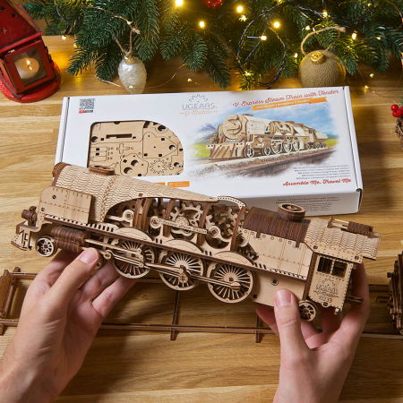 Puzzle 3D Tren V- Express cu abur din lemn Ugears [1]