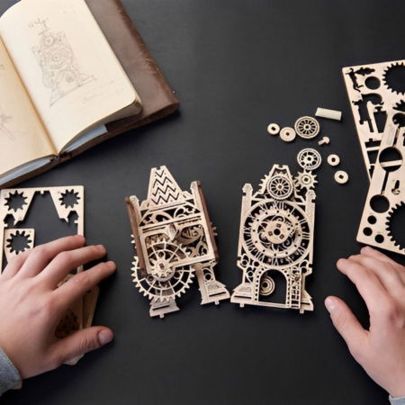 Puzzle 3D Vechiul Turn cu Ceas din lemn, Ugears [5]