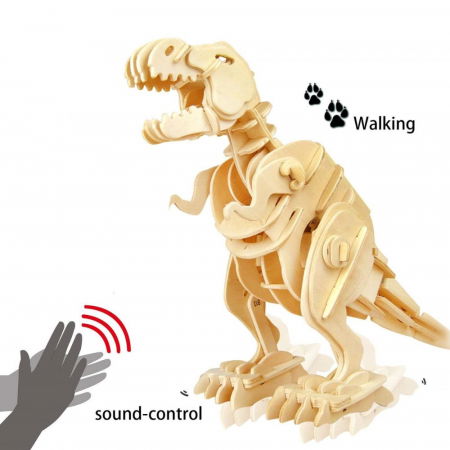 Puzzle 3D Walking T-Rex, Lemn, Robotime [5]