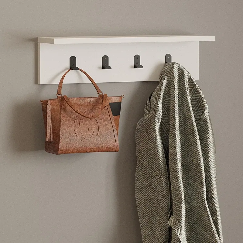 Raft alb cu agatatoare, cuier suspendat modern pentru hol [2]