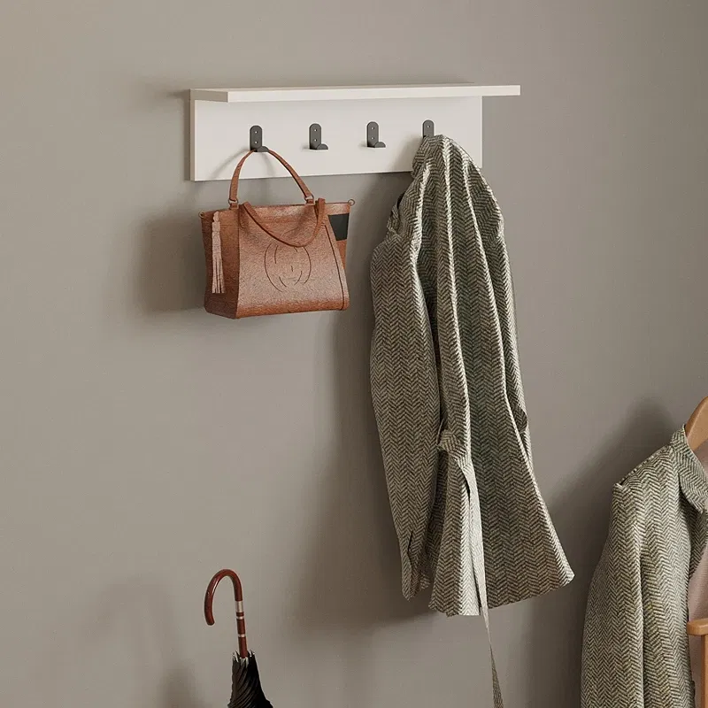 Raft alb cu agatatoare, cuier suspendat modern pentru hol [0]