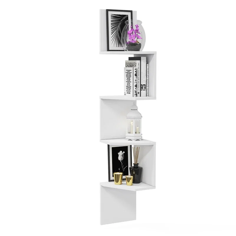 Raft de perete alb, 30 x 155 cm, design vertical modern cu rafturi multiple [4]