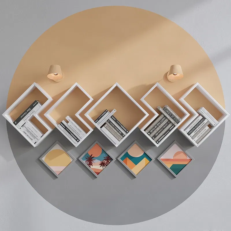 Raft de perete Elitra alb, etajere suspendate, fixare pe perete [3]