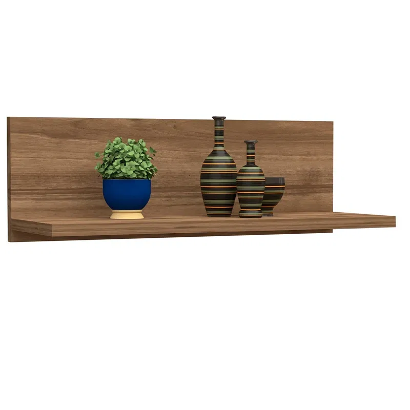 Raft de perete Fane, nuc, design minimalist, 60 cm [2]