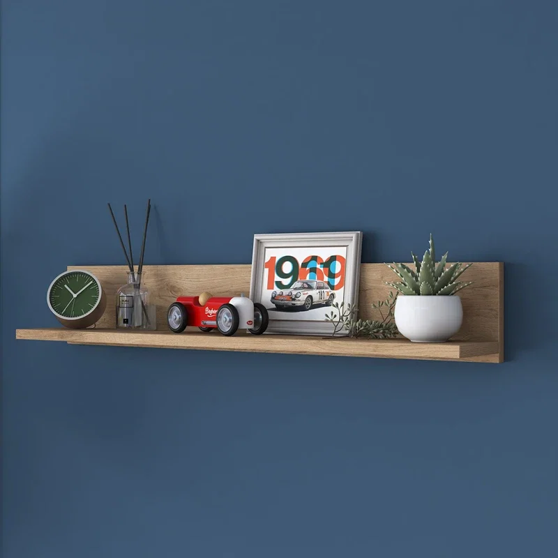 Raft de perete lemn nuc, design minimalist 90x15 cm [5]