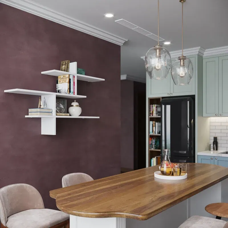 Raft de perete Leo alb, design modern, spatiu generos [0]