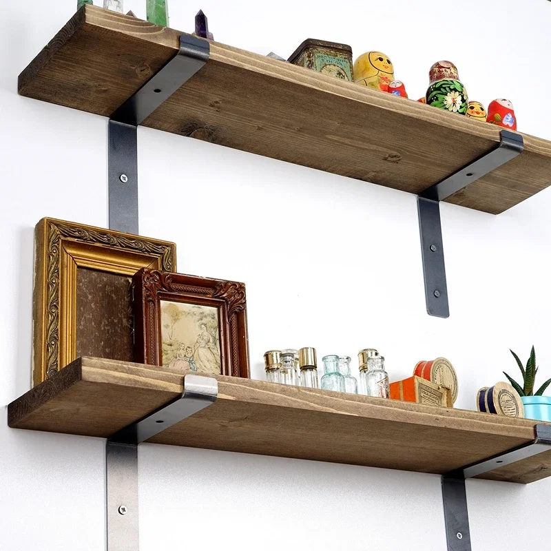 Raft de perete, negru-nuc, 60 cm, suport metalic, stil industrial [5]