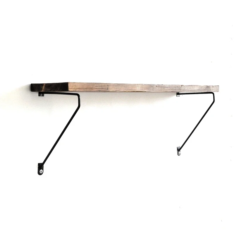Raft de perete, nuc-negru, 60 cm, suport metalic minimalist [9]