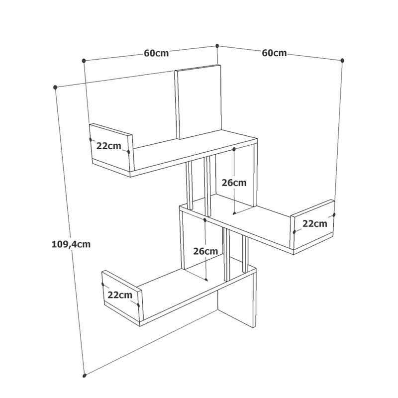 Raft de perete pin atlantic, design modern 60x109,4 cm [1]