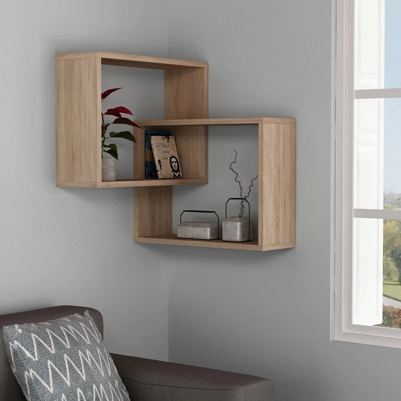Cele mai noi - Raft de perete Ring stejar sonoma, design modern, fixare pe perete