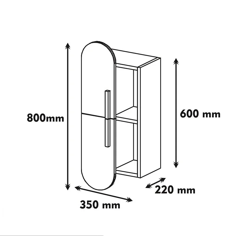 Raft de perete Rose, stil elegant, nuc si alb, cu usa si spatiu de depozitare, 60 cm [3]