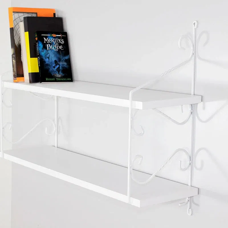 Raft de perete Seramoni alb lucios, cadru metalic decorativ [0]