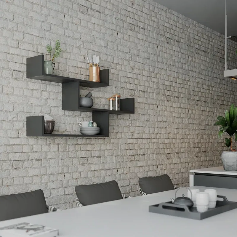 Raft de perete Tibet Antracit cu multiple polite si design modern [3]