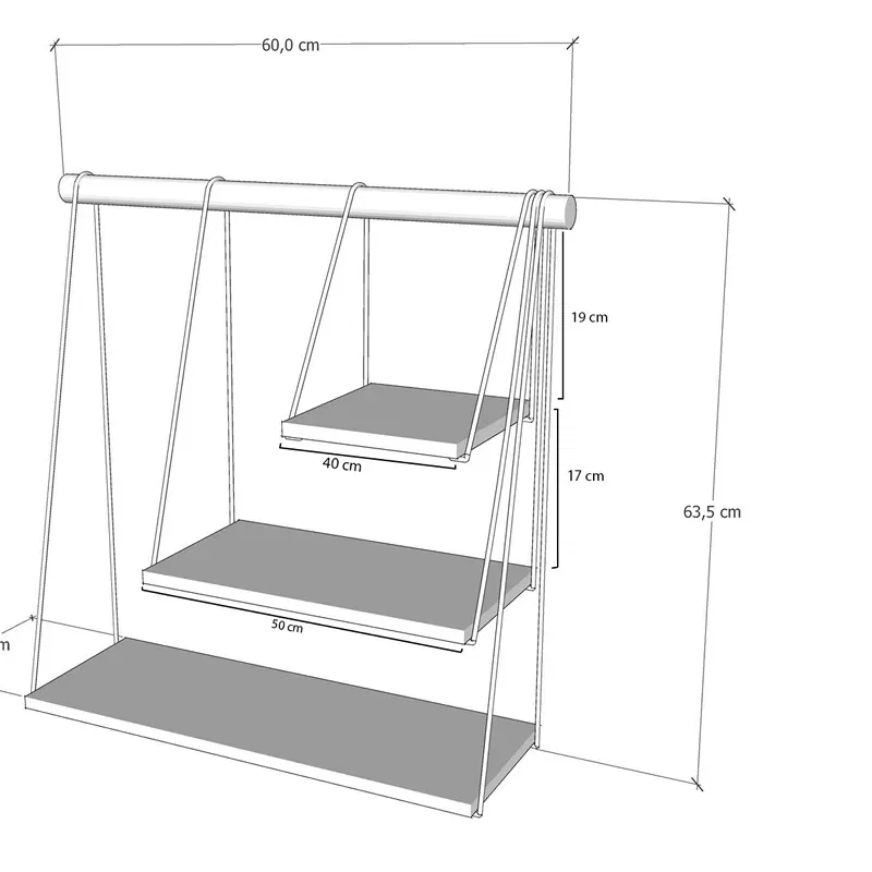 Raft de perete Zihon Pin cu polite suspendate si design modern [4]
