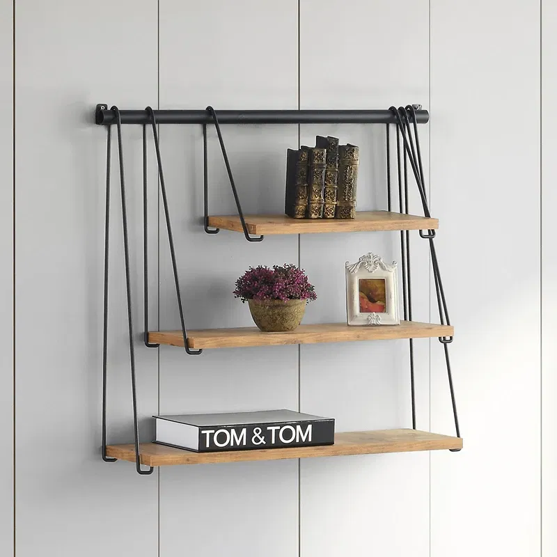 Raft de perete Zihon Pin cu polite suspendate si design modern [5]