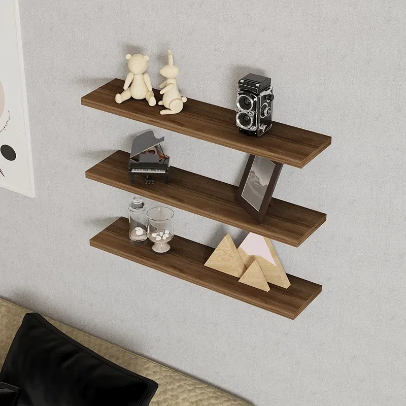 Raft decorativ Boss, stejar nuc, 3 polite pentru perete, 60 cm [0]