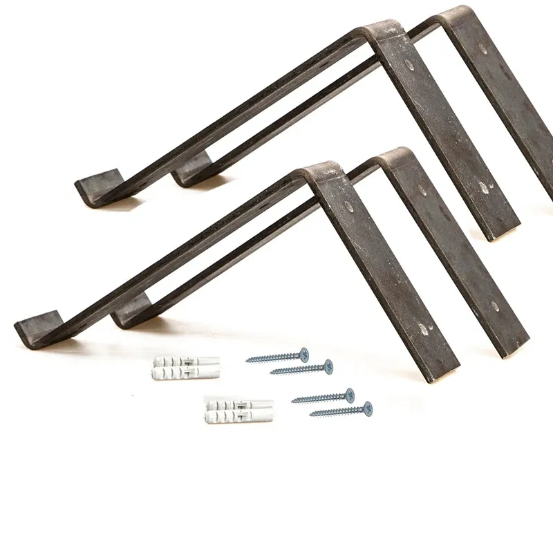 Raft dublu de perete, negru-nuc, 60 cm, suport metalic, design modern [5]