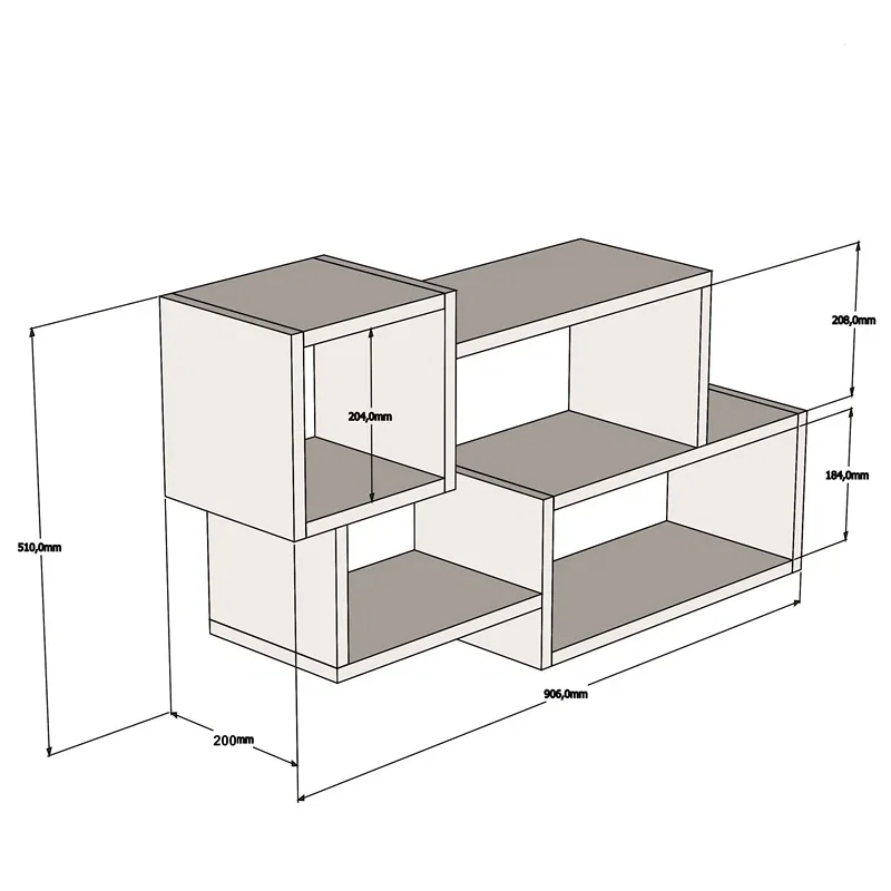 Raft perete Afro, design modern, alb si nuc, spatiu depozitare [2]