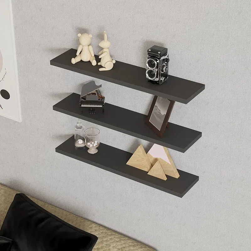 Raft perete antracit, polite suspendate moderne si decor elegant [0]