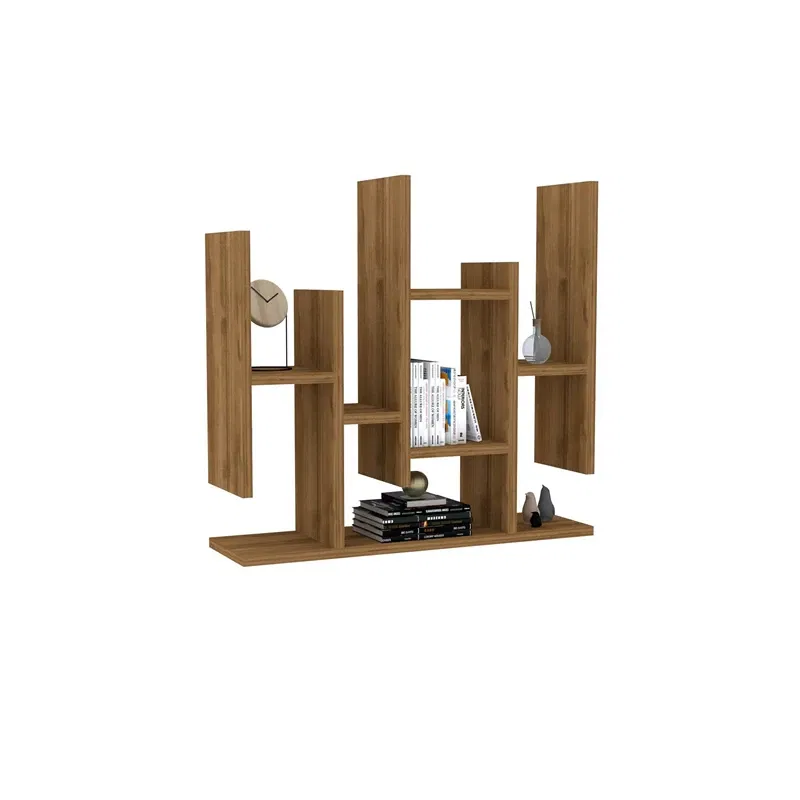 Raft perete Flower, design modern, culoare nuc, organizare eficienta [1]