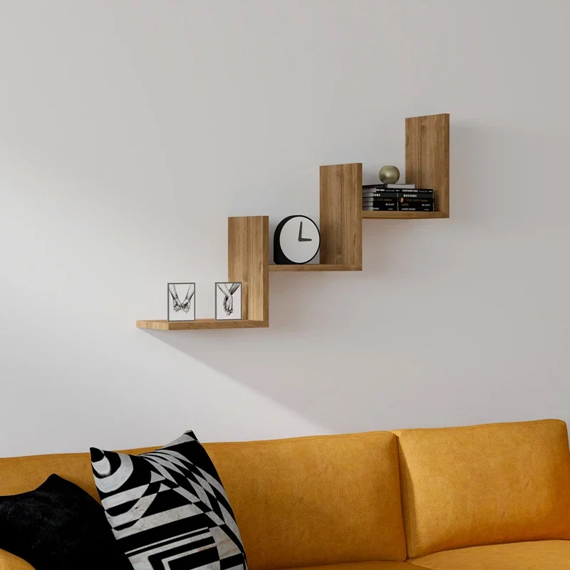 Raft perete Mist, model elegant, culoare nuc, spatiu depozitare [0]