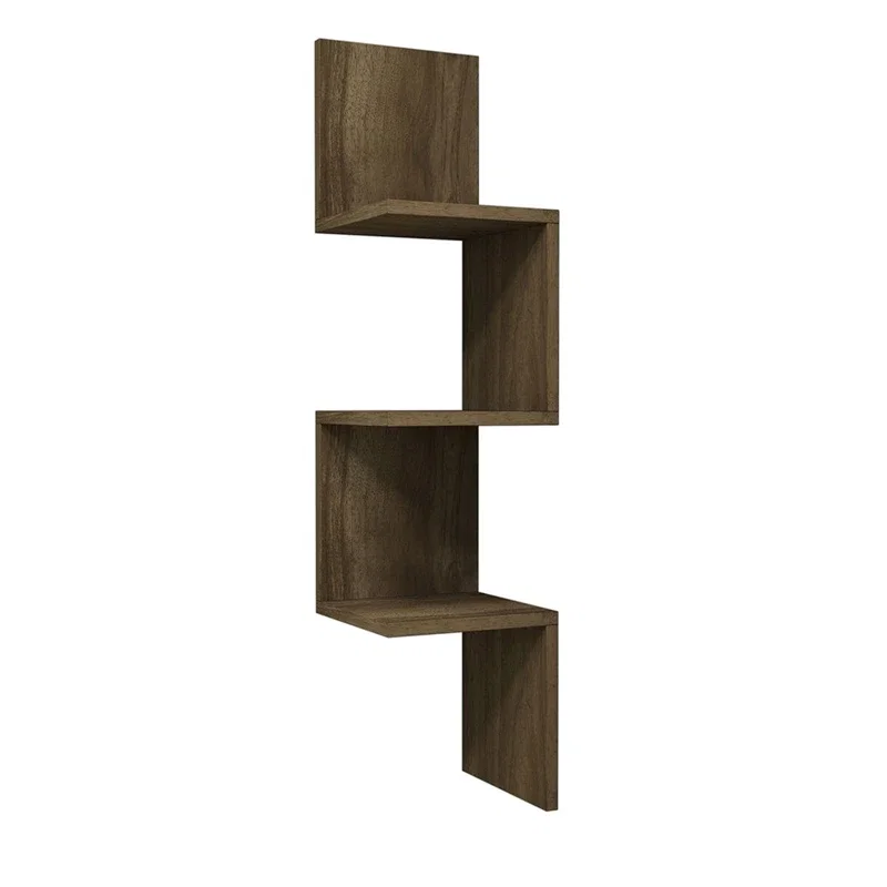 Raft perete nuc in zigzag, 4 polite moderne pentru decor [4]