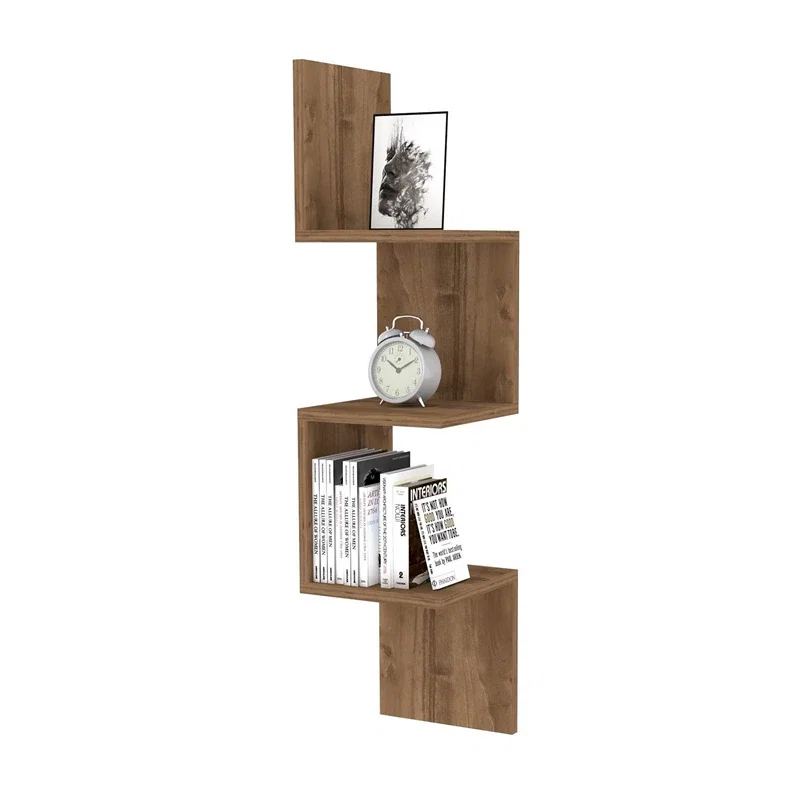 Raft perete nuc in zigzag, 4 polite moderne pentru decor [2]