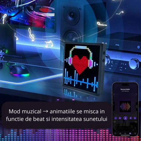 Rama Foto Digitala Pixel Art Display LED RGB cu aplicatie smart [8]
