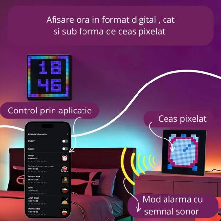 Rama Foto Digitala Pixel Art Display LED RGB cu aplicatie smart [9]