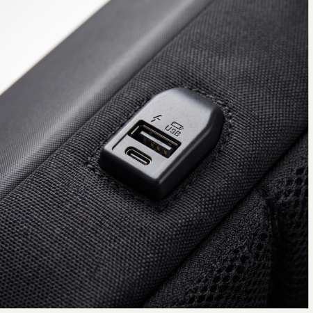 Rucsac călătorie și laptop cu port USB, 42x32x13 cm, Bagaj de mână Wizz Air / Ryanair, Material impermeabil, pentru Business și City Break, Negru [2]