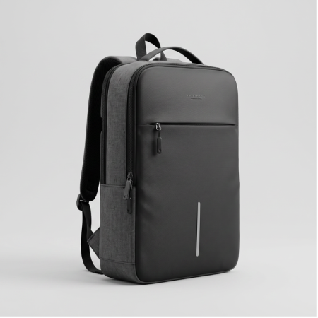 Cadouri Majorat - Rucsac Laptop Business cu Port USB, Slim, 45x31 cm, Compartimente multiple, Gri-Negru